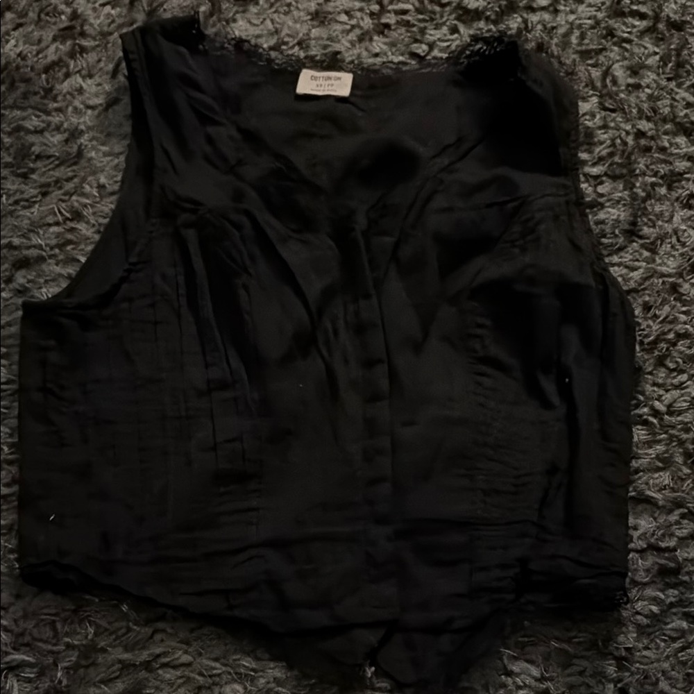 Cotton On Black Lace-Trim vest size xs